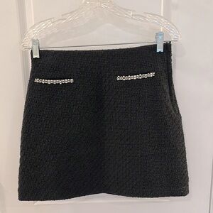 H&M Black Mini Skirt with Rhinestone Details, Sz. 6